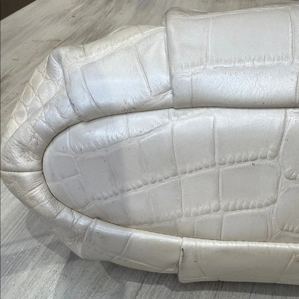 Coach Ivory Croc-Embossed Satchel with Scarf